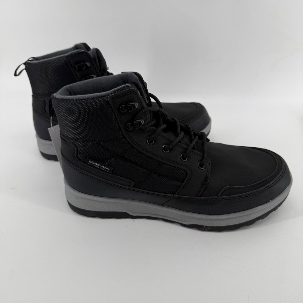 Weatherproof Mens Hiking Boots Black Grey High Top Lace Up Size 9